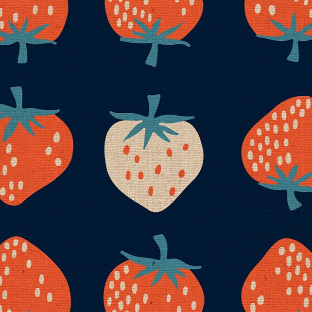 Kimberly Kight Ruby Star Society Moda Fabrics Strawberry Strawberry Navy Canvas RS308718L
