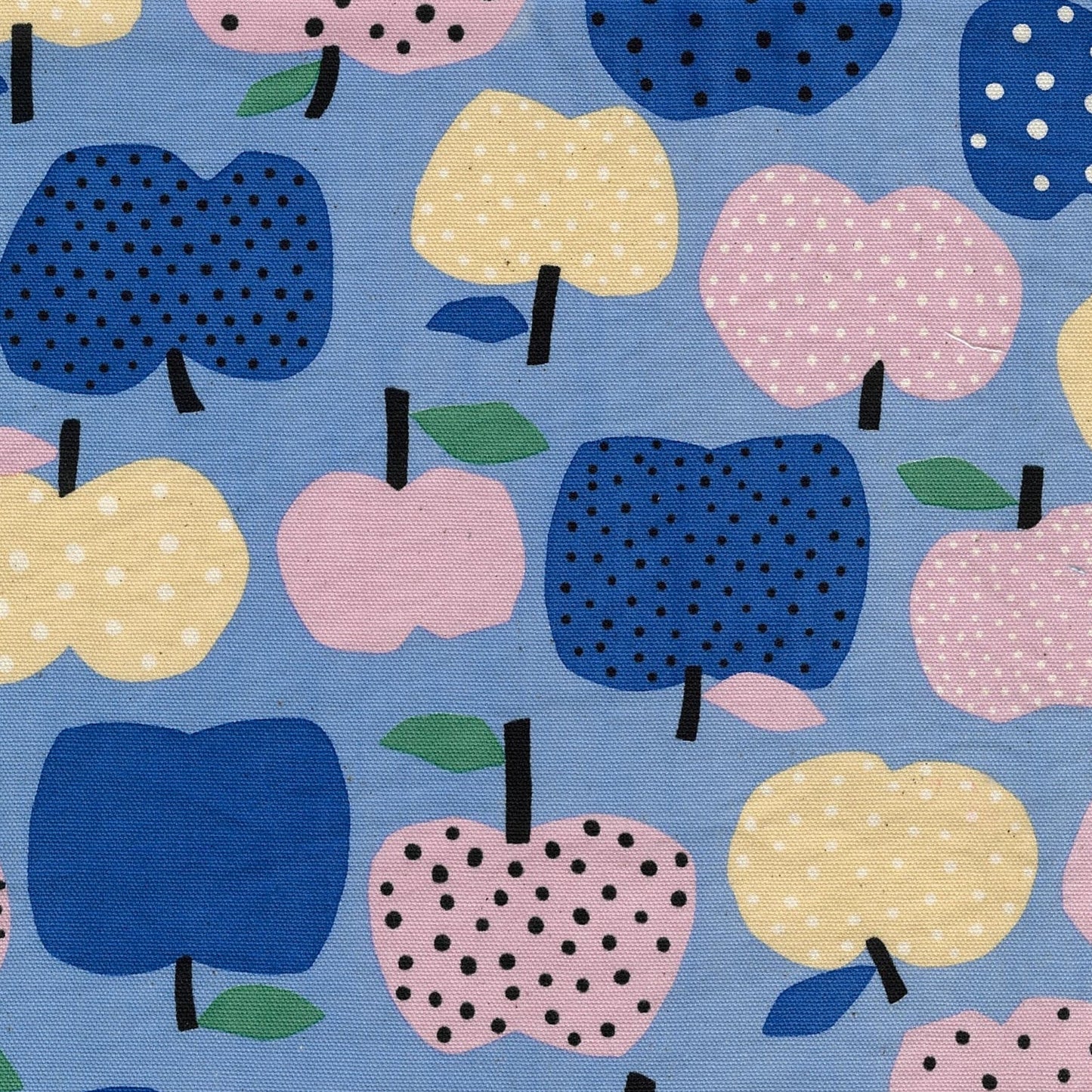 Kokka Japanese Import Fabrics Nordic Girl Apples Blue Oxford YKA-39010-1B