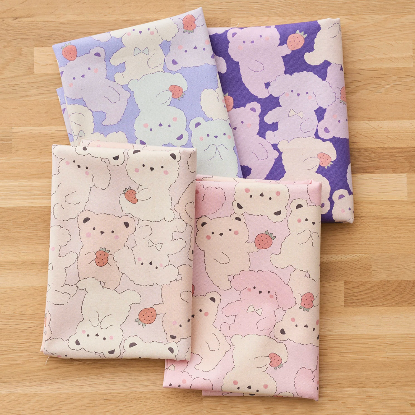 Kokka Japanese Import Fabrics Pastel Bonbon Bears Blue Oxford YKA-39030-1C