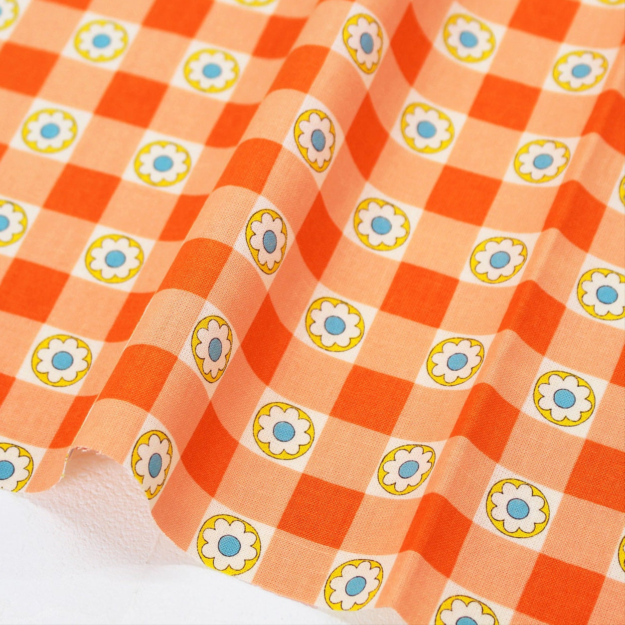 Koko Seki 70s Design Flower Days Gingham Orange Japanese Import CHU055R