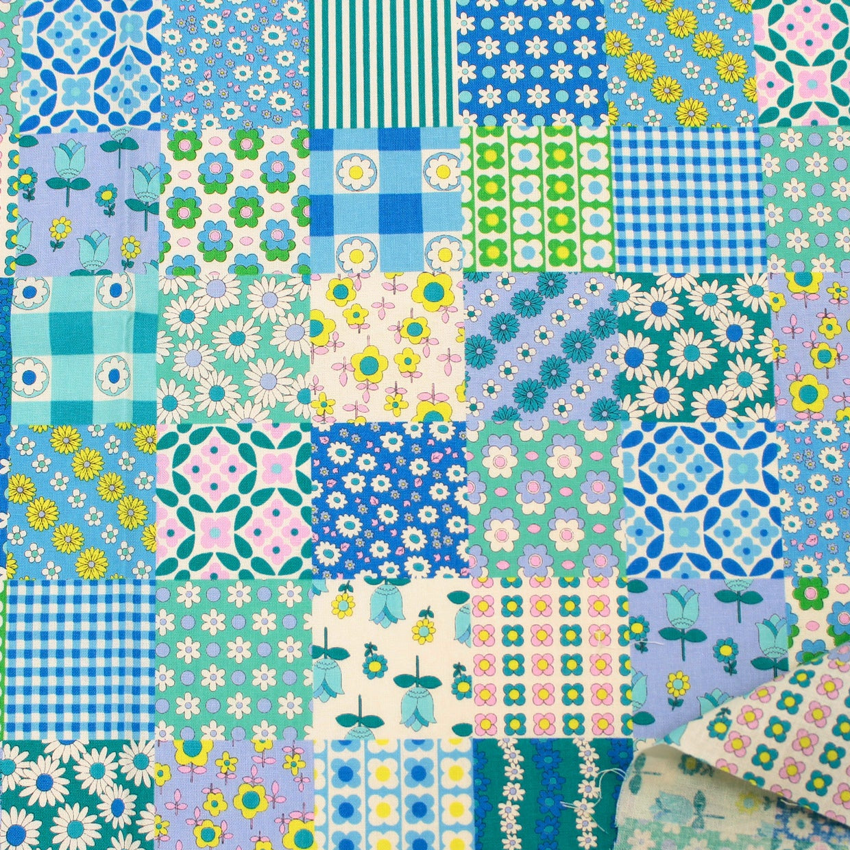 Koko Seki 70s Design Flower Days Patchwork Green Japanese Import CHU055R-1D