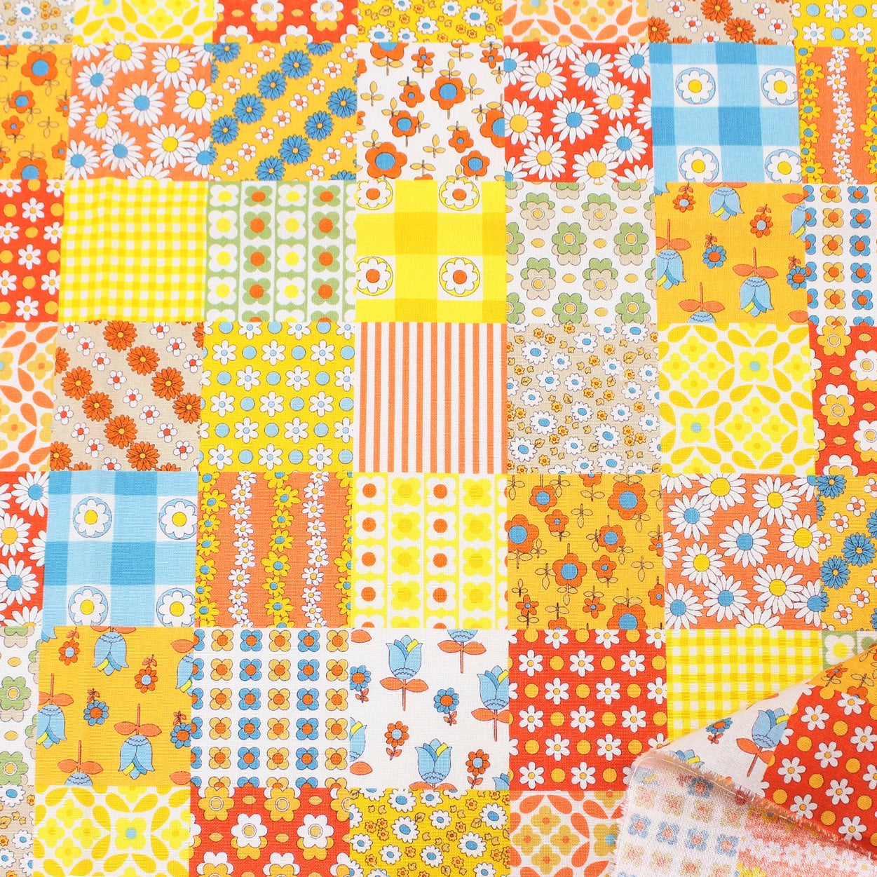 Koko Seki 70s Design Flower Days Patchwork Orange Japanese Import CHU055R-1B
