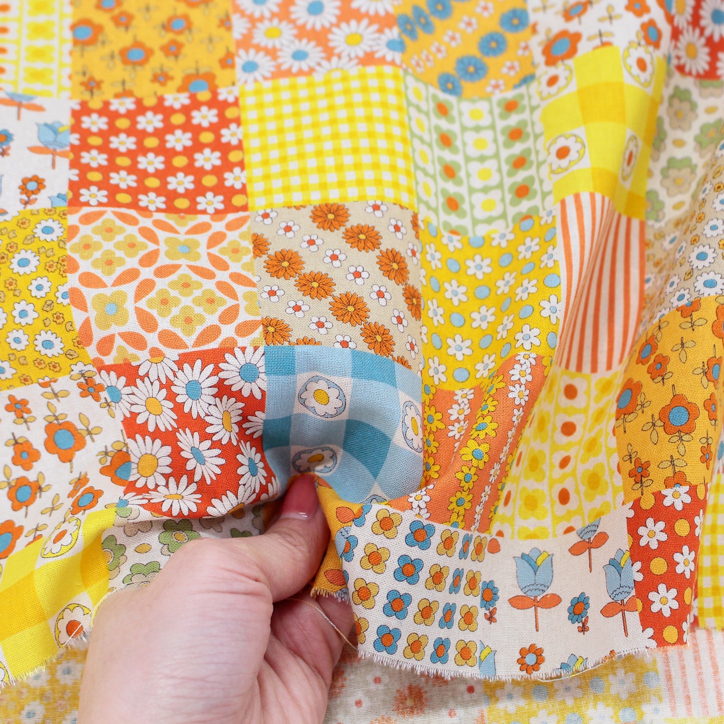 Koko Seki 70s Design Flower Days Patchwork Orange Japanese Import CHU055R-1B