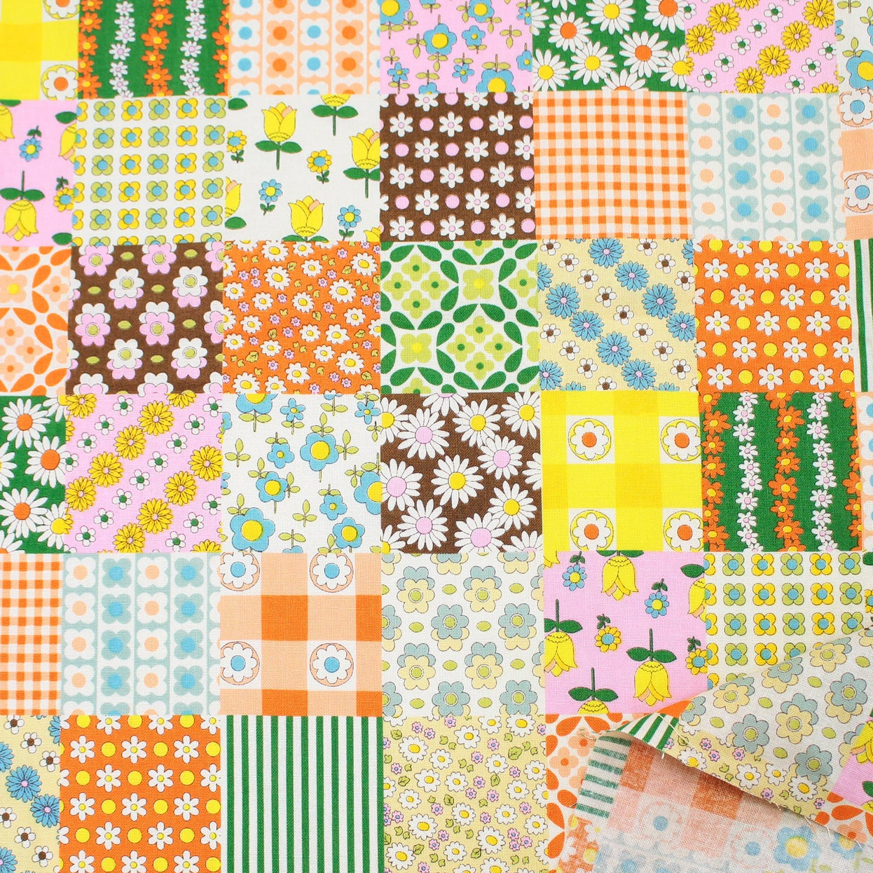 Koko Seki 70s Design Flower Days Patchwork Yellow Japanese Import CHU055R-1C