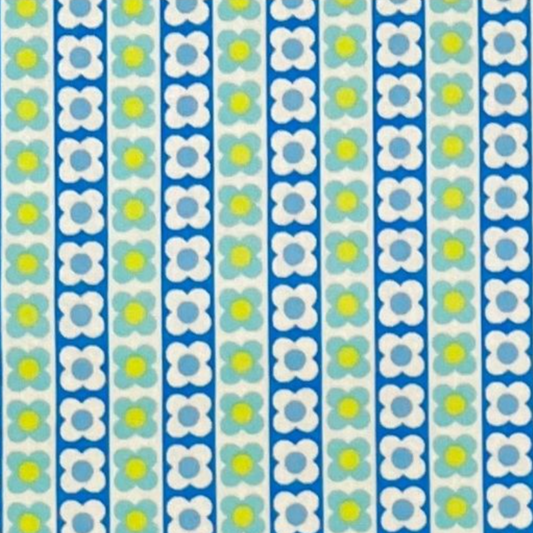 Koko Seki 70s Design Flower Days Stripes Blue Japanese Import