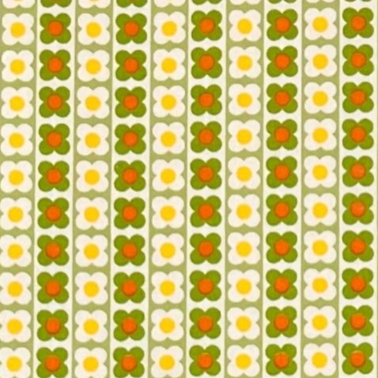 Koko Seki 70s Design Flower Days Stripes Green Japanese Import