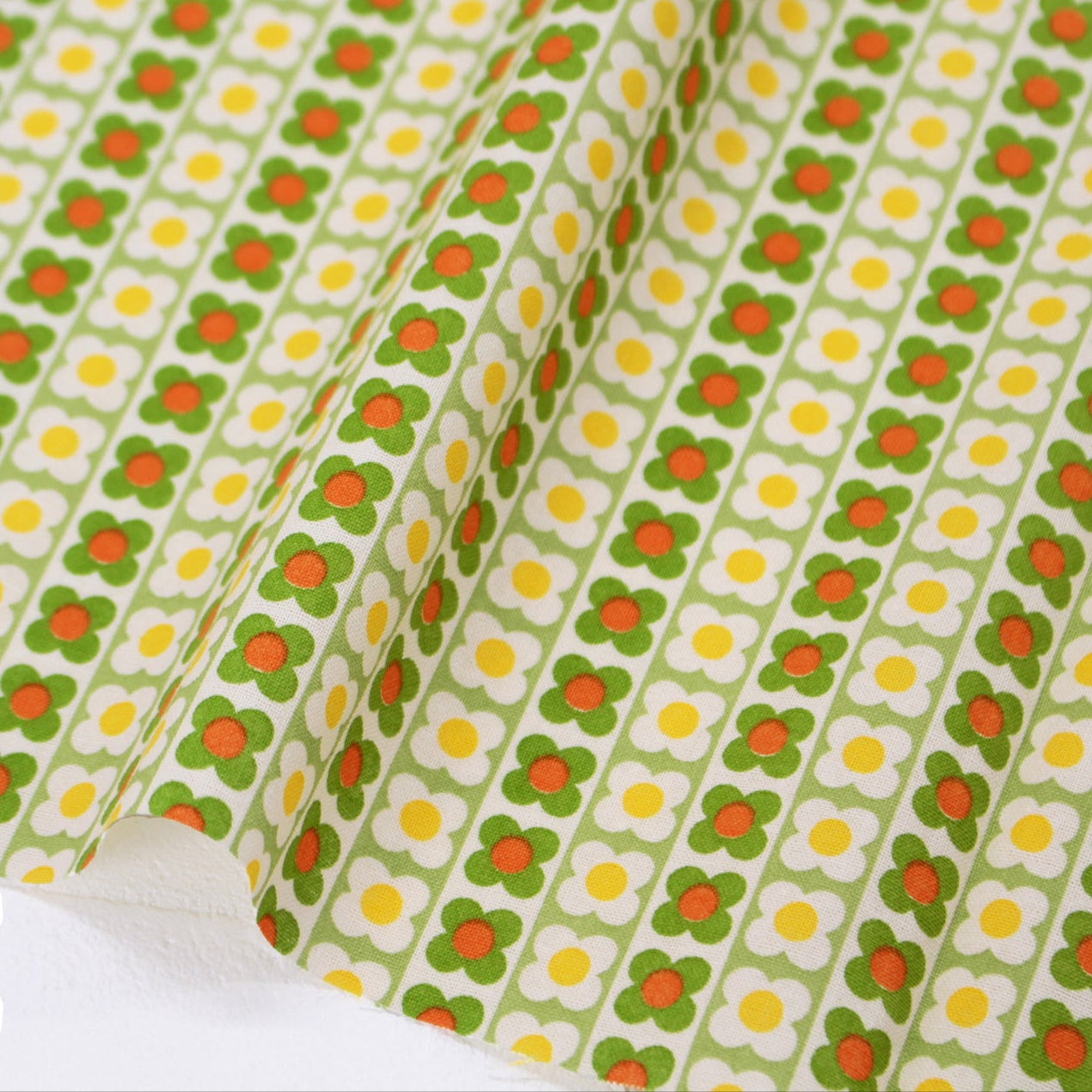 Koko Seki 70s Design Flower Days Stripes Green Japanese Import CHU055R-2E