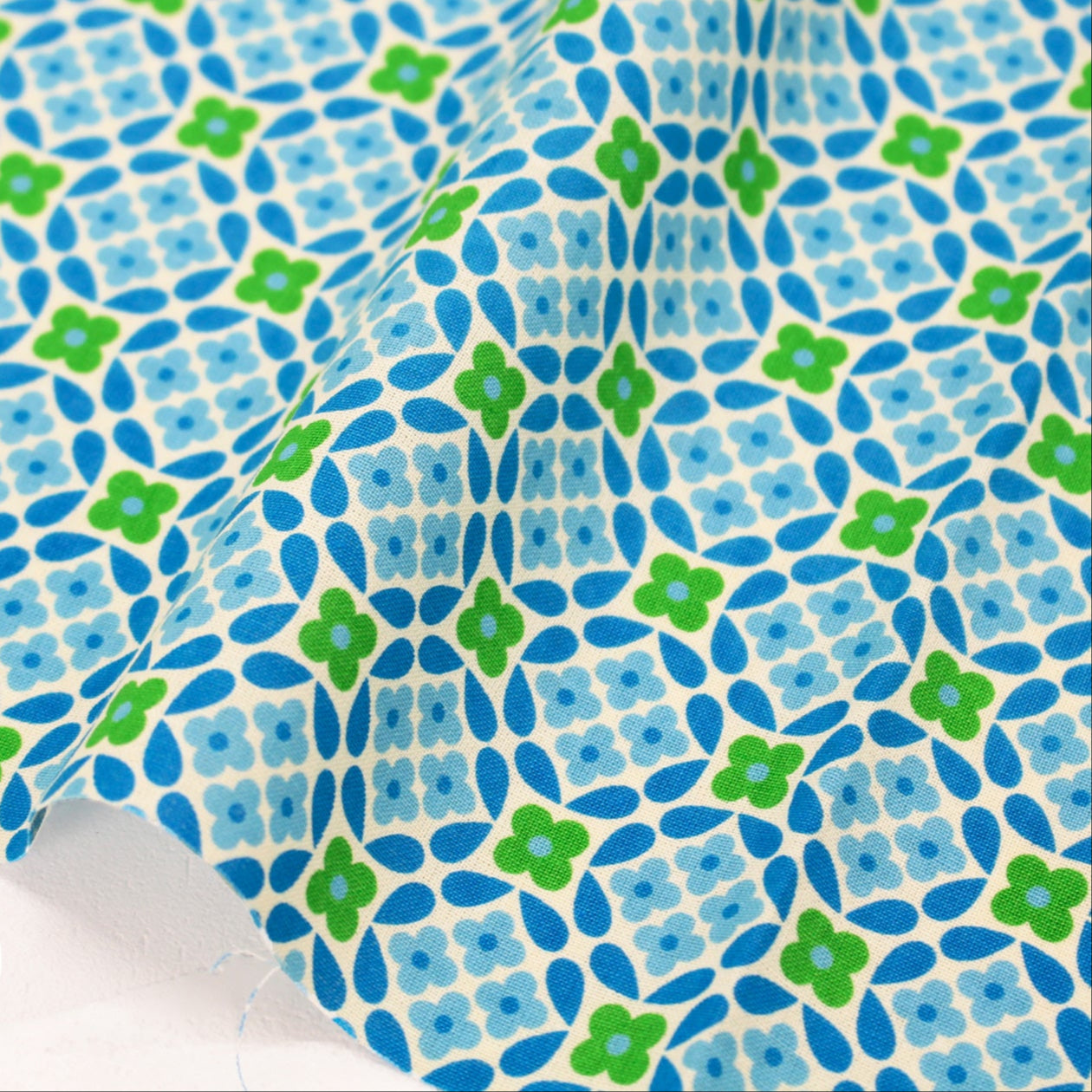 Koko Seki 70s Design Flower Power Japanese Import Flower Circle Blue CHU055R