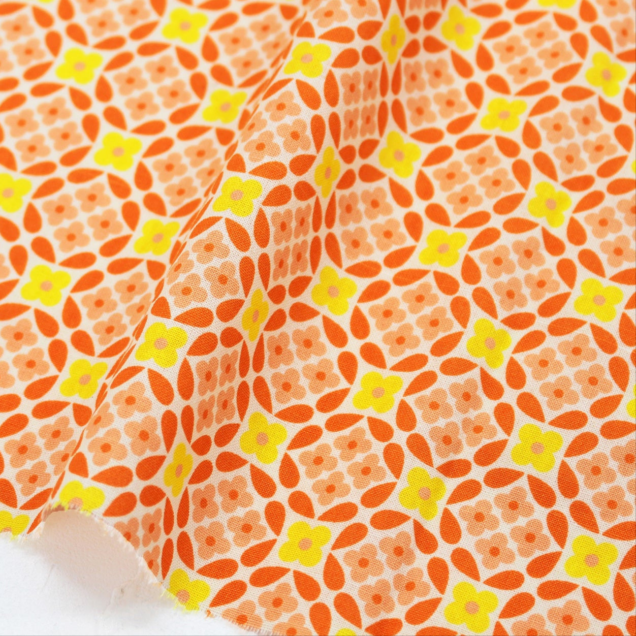 Koko Seki 70s Design Flower Power Japanese Import Flower Circle Orange CHU055R