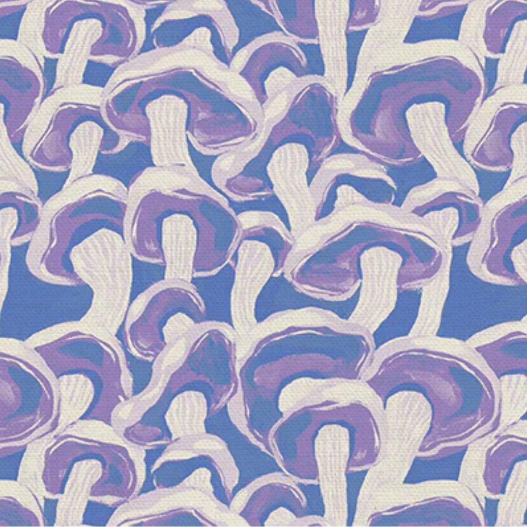 Lauren Lesley Paintbrush Studio Fabrics Woodland Creatures Dancing Mushrooms Periwinkle 12022919