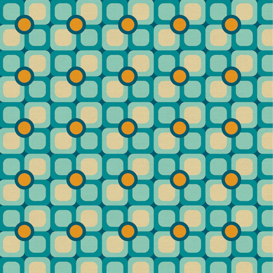 Leanne Friedberg Paintbrush Studio Fabrics Retro Geos Flower Blocks Teal 12024077