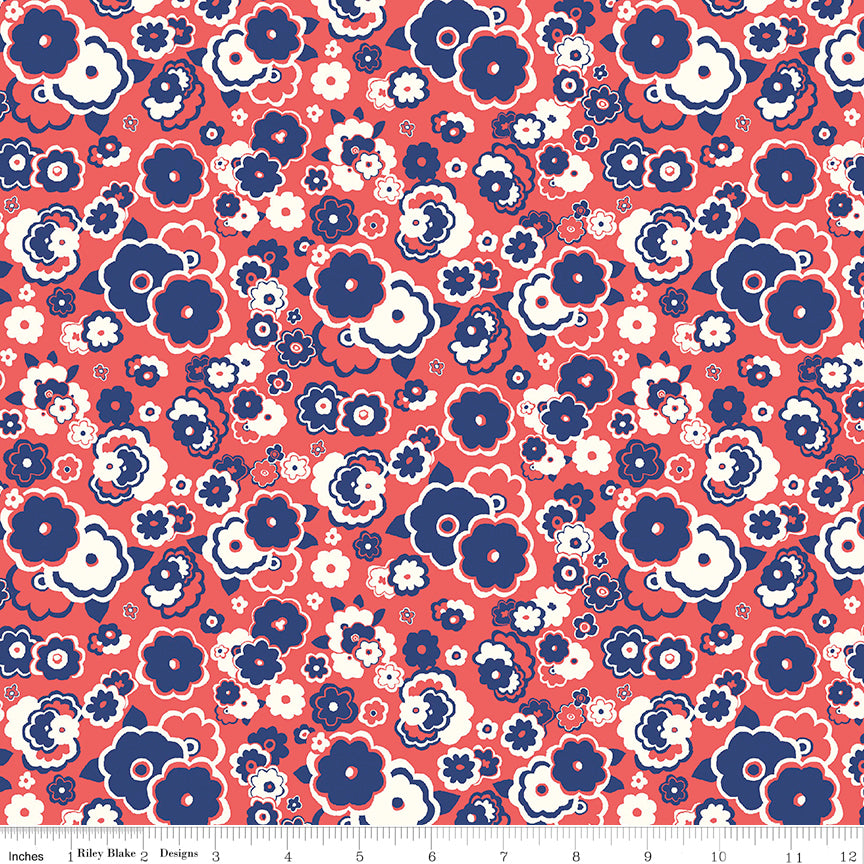 Liberty Fabrics The Carnaby Collection Cosmos Cloud Red 04775945B