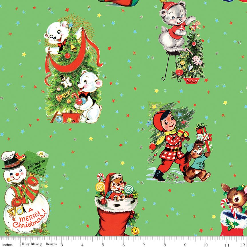 Lindsay Wilkes Riley Blake Designs Jingle Bells Main C14830-GREEN