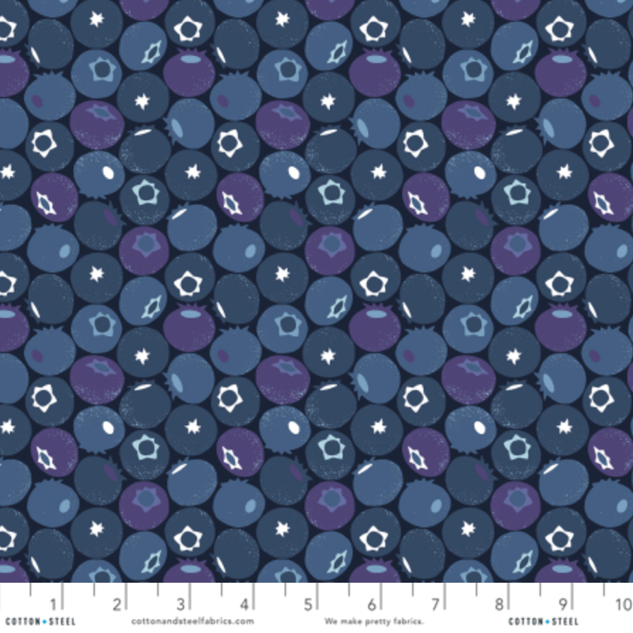 Loes van Oosten Cotton + Steel RJR Fabrics Under the Apple Tree Blueberry LV501-DS5 Blue Dusk