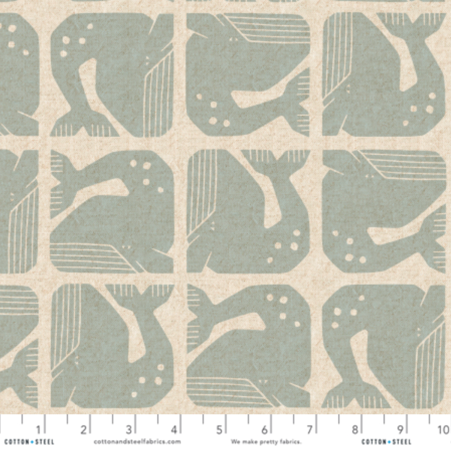Loes van Oosten RJR Fabrics Cotton and Steel Grumpy Whale LV100-SB6U Sky Blue