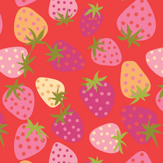 Lori Woods Poppie Cotton Calico Cowgirls Strawberry Pie CW24808 Red