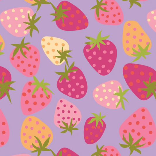 Lori Woods Poppie Cotton Calico Cowgirls Strawberry Pie CW24810 Purple