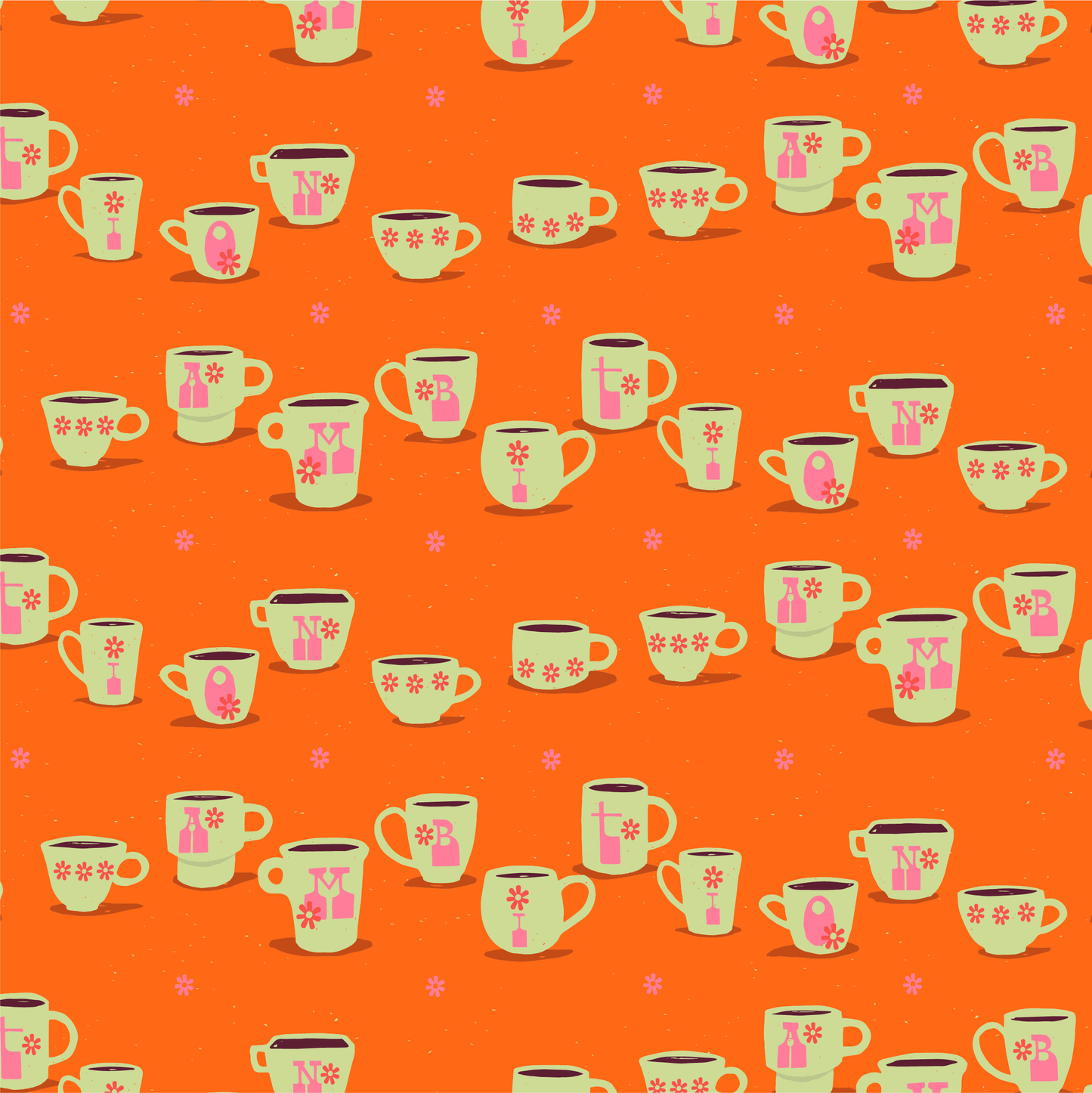 Lysa Flower Paintbrush Studio Fabrics Cup of Ambition Orange 120-22485