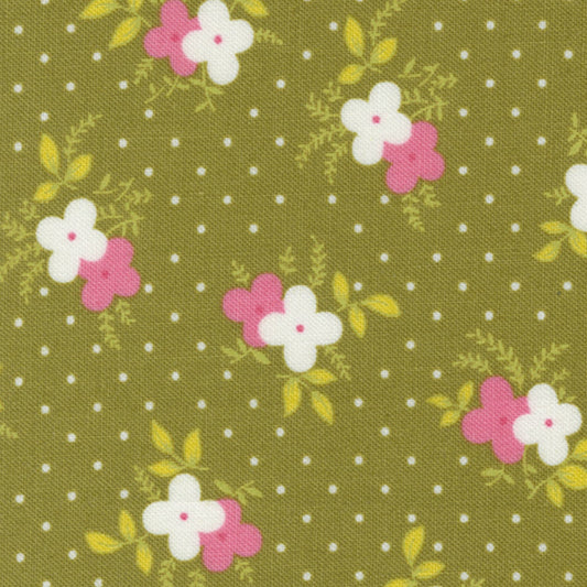 Maureen McCormick Moda Fabrics Flower Power Easy Breezy Avocado 3371318