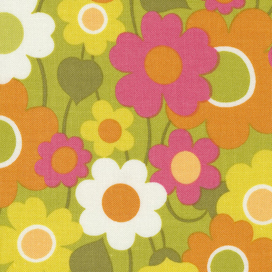 Maureen McCormick Moda Fabrics Flower Power Groovy Garden Chartreuse 33712 16