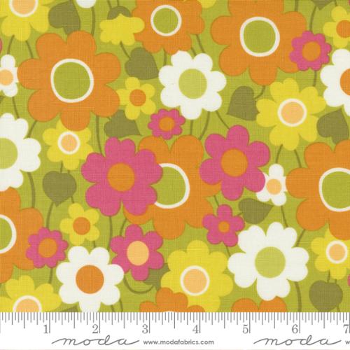 Maureen McCormick Moda Fabrics Flower Power Groovy Garden Chartreuse 33712 16