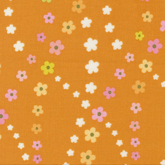 Maureen McCormick Moda Fabrics Flower Power Lazy Daisy Stripe Clementine 3371614