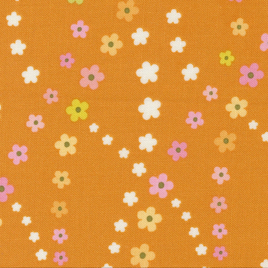 Maureen McCormick Moda Fabrics Flower Power Lazy Daisy Stripe Clementine 3371614
