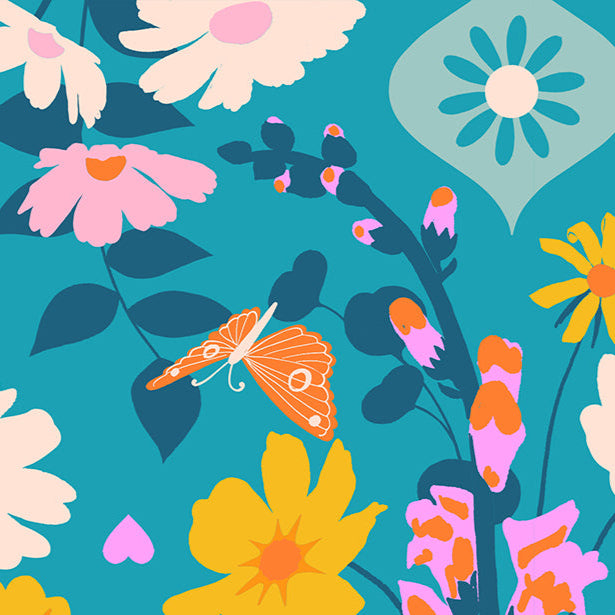 Melody Miller Ruby Star Society Moda Fabrics Best Day Ever Foxgloves RS010615 Summer Sky