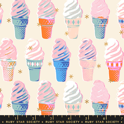 Melody Miller Ruby Star Society Moda Fabrics Best Day Ever Ice Cream RS0105 11M Metallic Natural