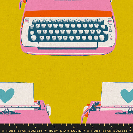 Melody Miller Ruby Star Society Moda Fabrics Best Day Ever Typewriters Canvas RS0108 17L Golden