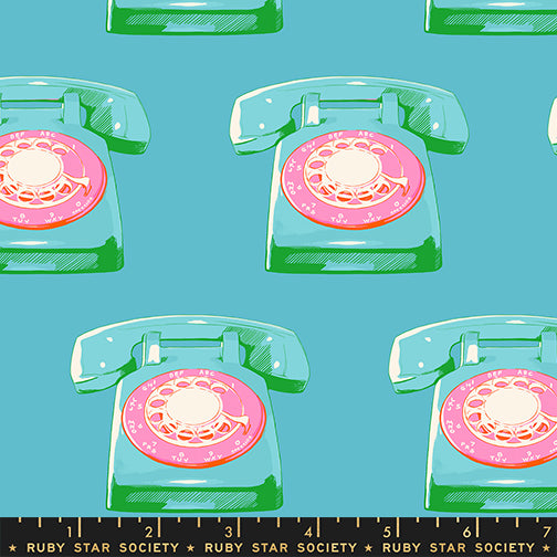 Melody Miller Ruby Star Society Moda Fabrics Sparkle Mart Telephones RS0121 16 Turquoise
