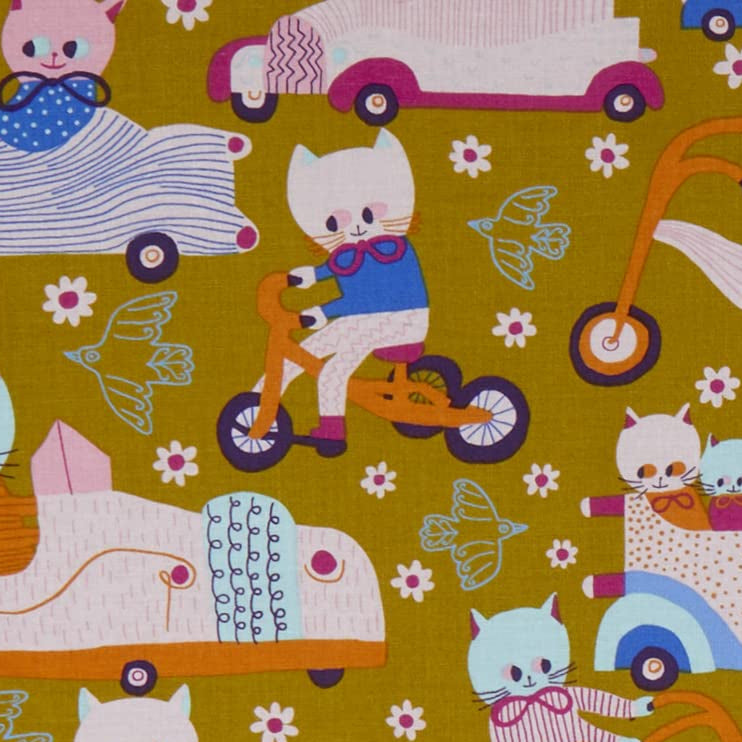 Monika Forsberg FreeSpirit Fabrics Just Kitten Around Cat Race PWMF023.AUTUMN
