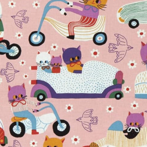 Monika Forsberg FreeSpirit Fabrics Just Kitten Around Cat Race PWMF023.SPRING