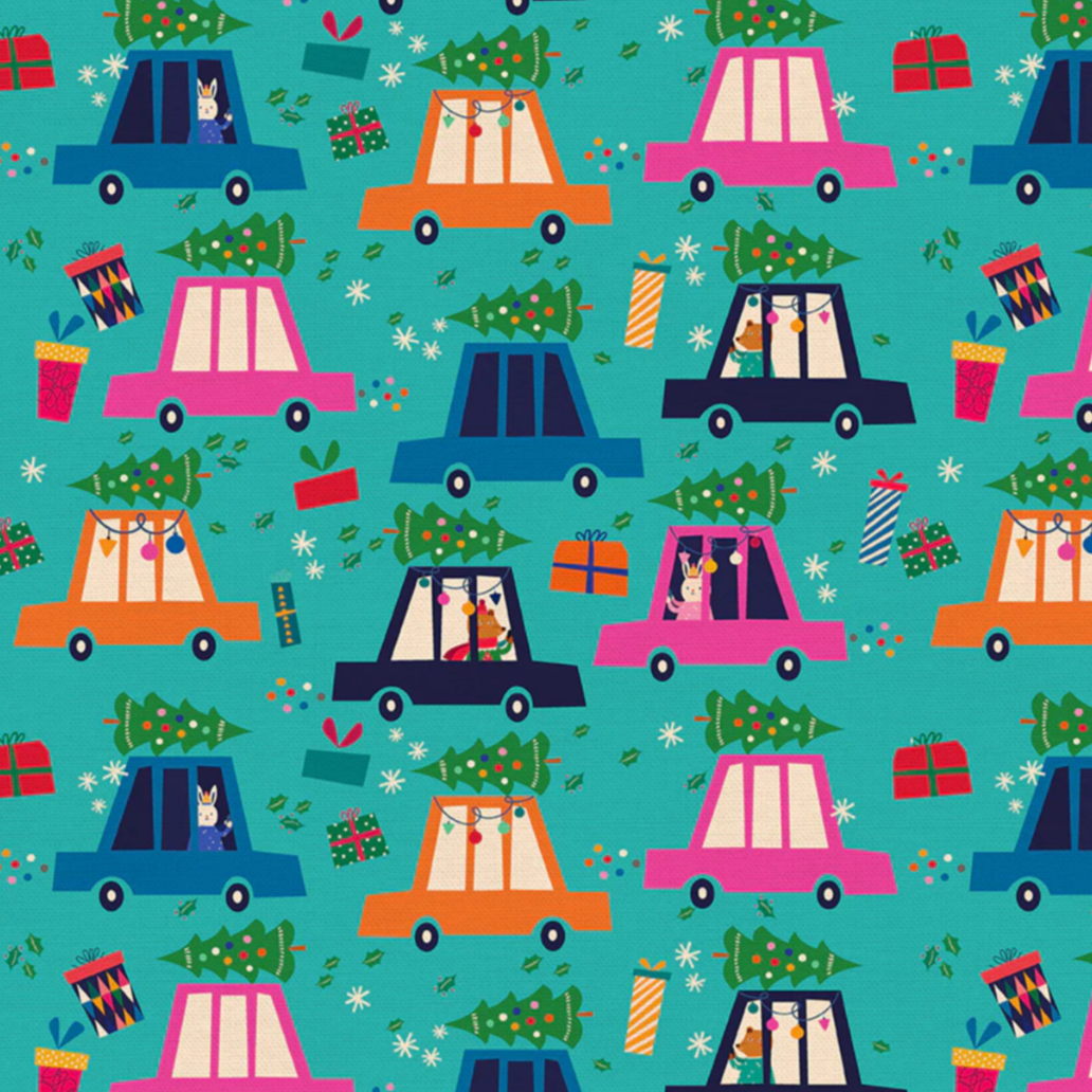 PBS Fabrics Paintbrush Studio Fabrics Modern Holiday Beep Beep Teal 120-24715