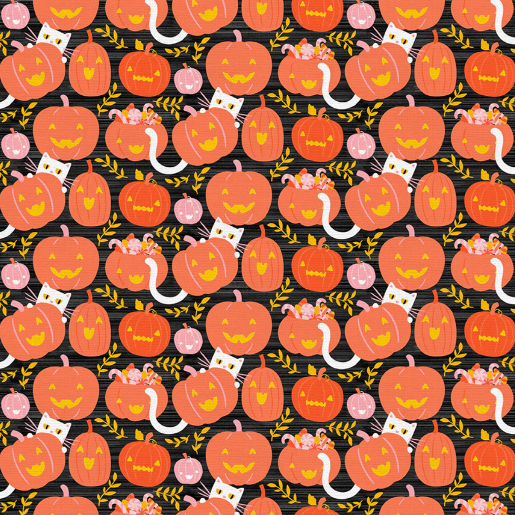 PBS Fabrics Paintbrush Studio Fabrics Mystical Manor Pumpkin Cats Black 120-24686