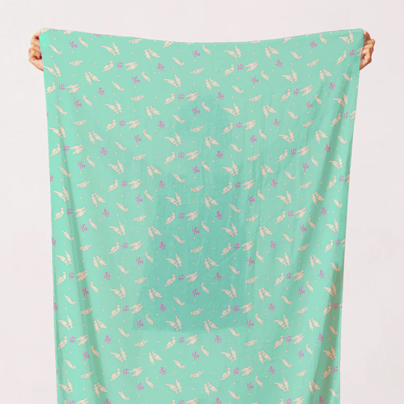 Paintbrush Studio Fabrics Otter Romp Swimming Turquoise 12099322