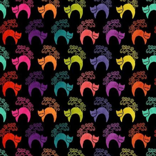 Pammie Jane Dear Stella Fabrics Bootiful Halloween Scaredy Cat 2777 Ink