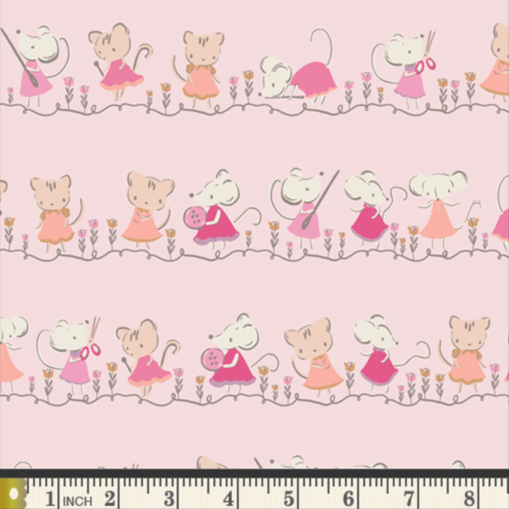 Patty Basemi Art Gallery Fabrics Minikin Friends Blush Needles and Whiskers TAT39912