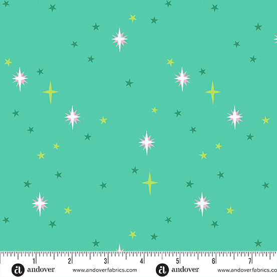 Patty Sloniger Andover Fabrics Moonlit Garden Starry Sky Peacock A-513-G