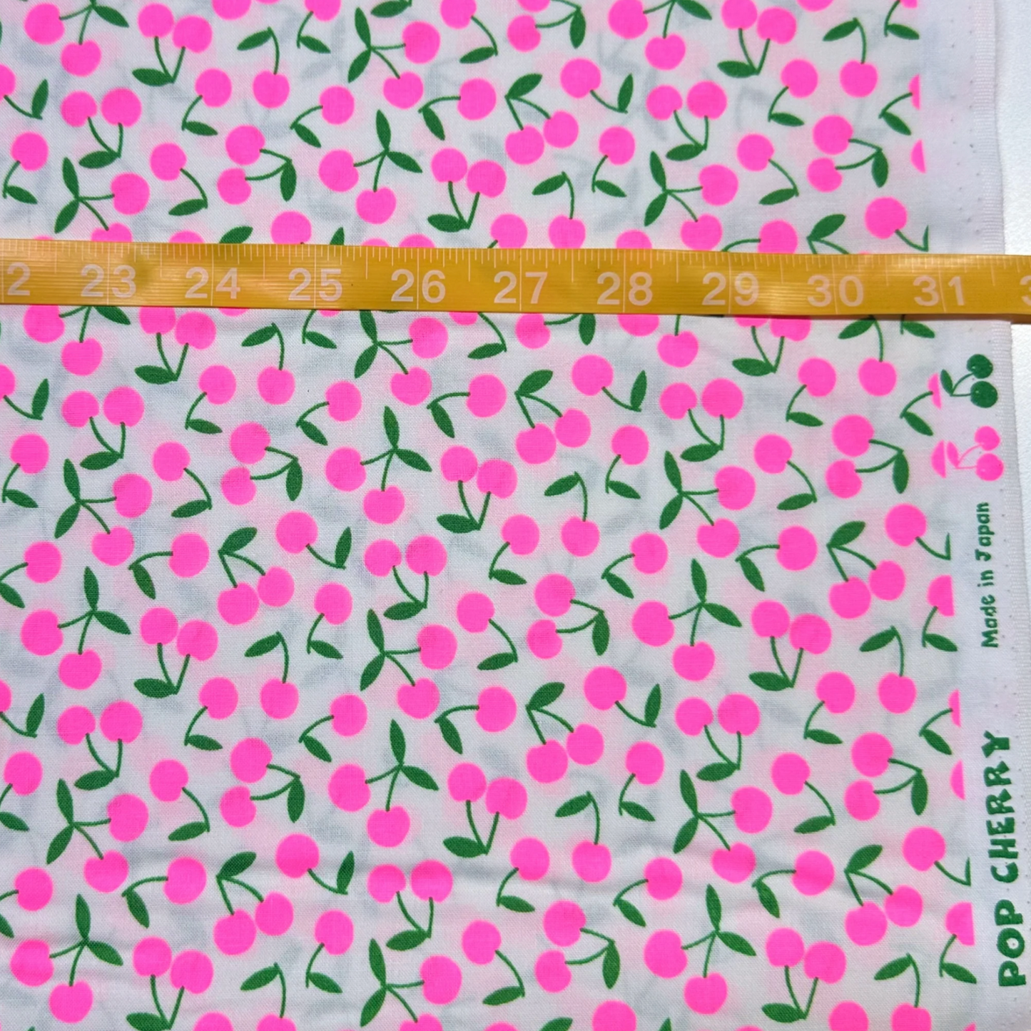 Pop Cherry White Neon Pink Fabric Japanese Import