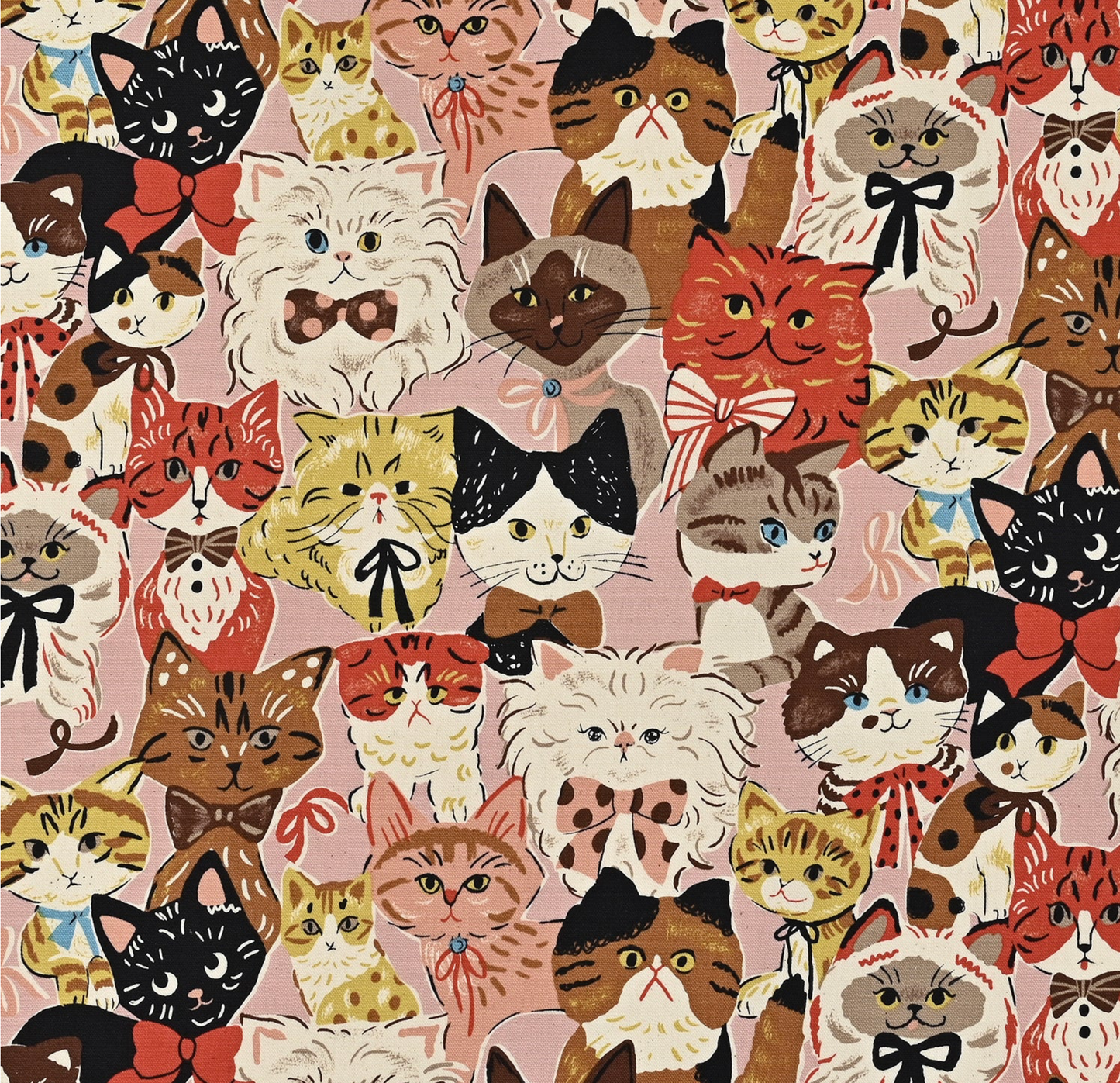 Powerful Animal Cats Retro Oxford YGA-76080-1 Pink