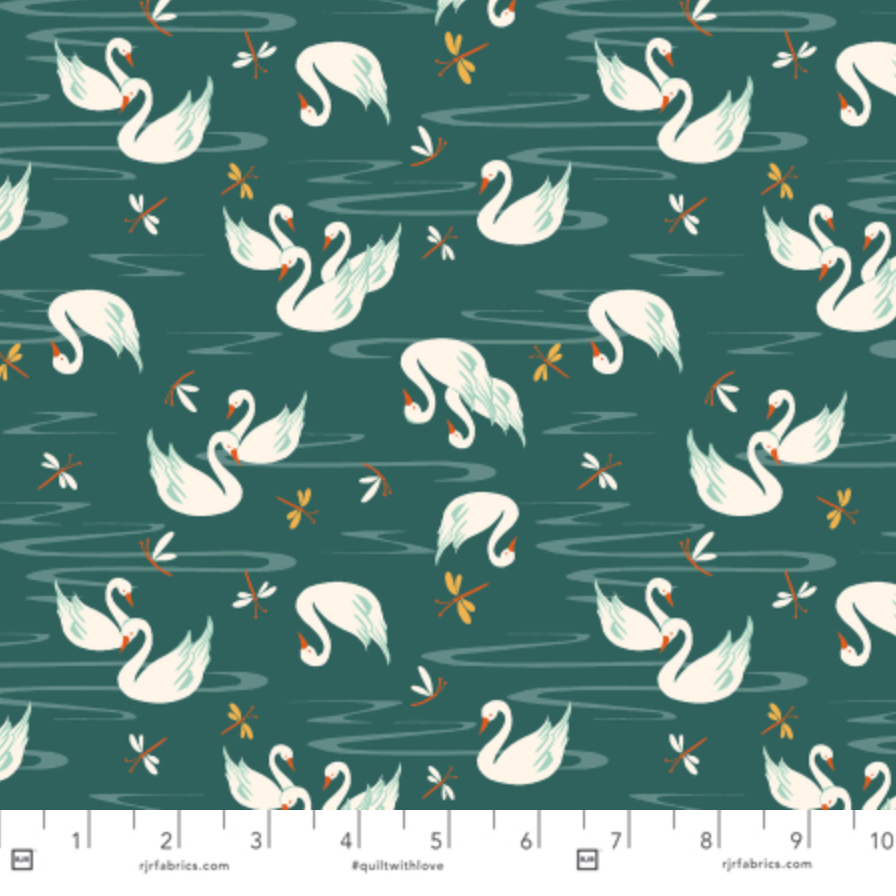 RJR Fabrics Swan Paraiso Swan Lake RJ4201-SG2 Sea Green