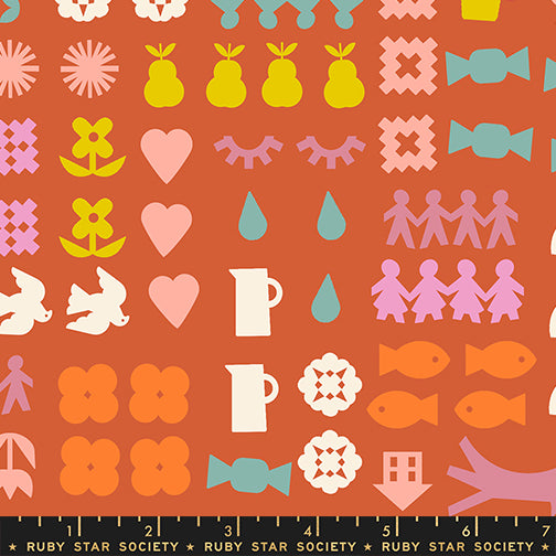 Rashida Coleman Hale Ruby Star Society Moda Fabrics Paper Cuts 2 Together RS1107 14 Persimmon