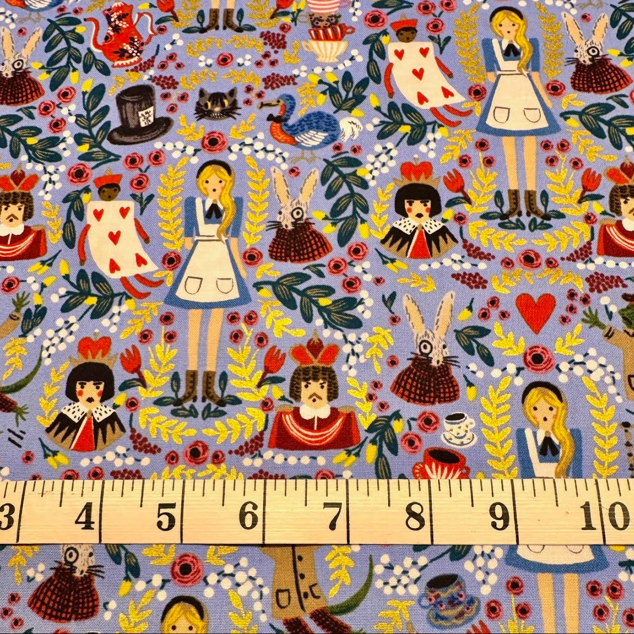 Rifle Paper Co. RJR Fabrics Alice in Wonderland Periwinkle Metallic AB8013-002