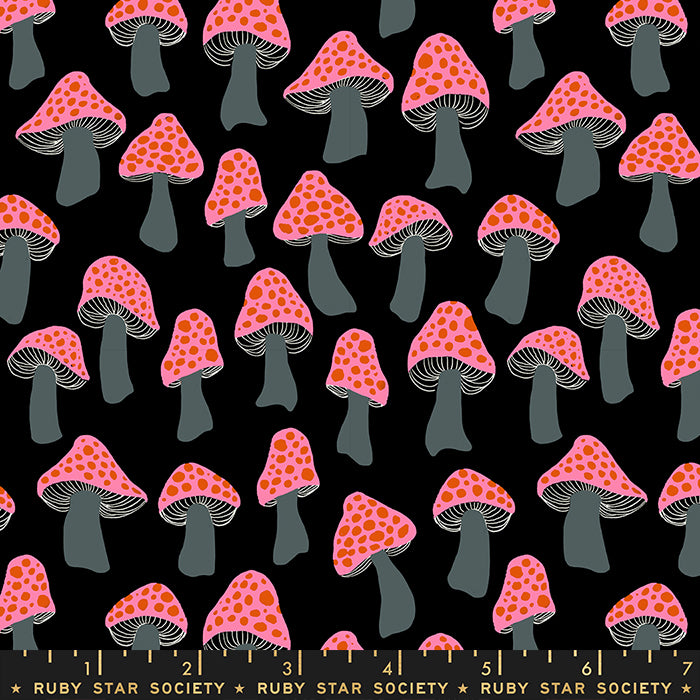 Sarah Watts Ruby Star Society Moda Fabrics Firefly Mushrooms Black RS2072-15