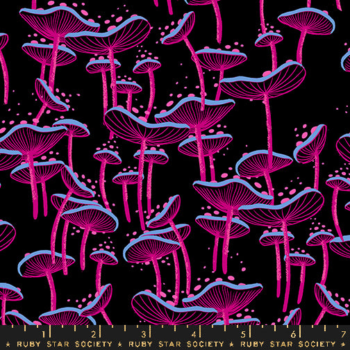 Sarah Watts Ruby Star Society Moda Fabrics Glow Garden Fungi Black RS2115 17