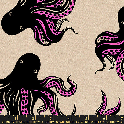 Sarah Watts Ruby Star Society Moda Fabrics Ink Shop Mystery Food Canvas RS2142 14L Neon Pink
