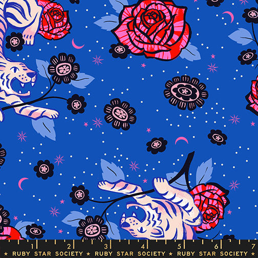 Sarah Watts Ruby Star Society Moda Fabrics Ink Shop Tiger Rose RS2143 12 Blue Ribbon