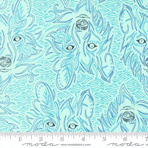 Sarditty Moda Fabrics Land of Enchantment Lobo Wolf Aqua 4503223