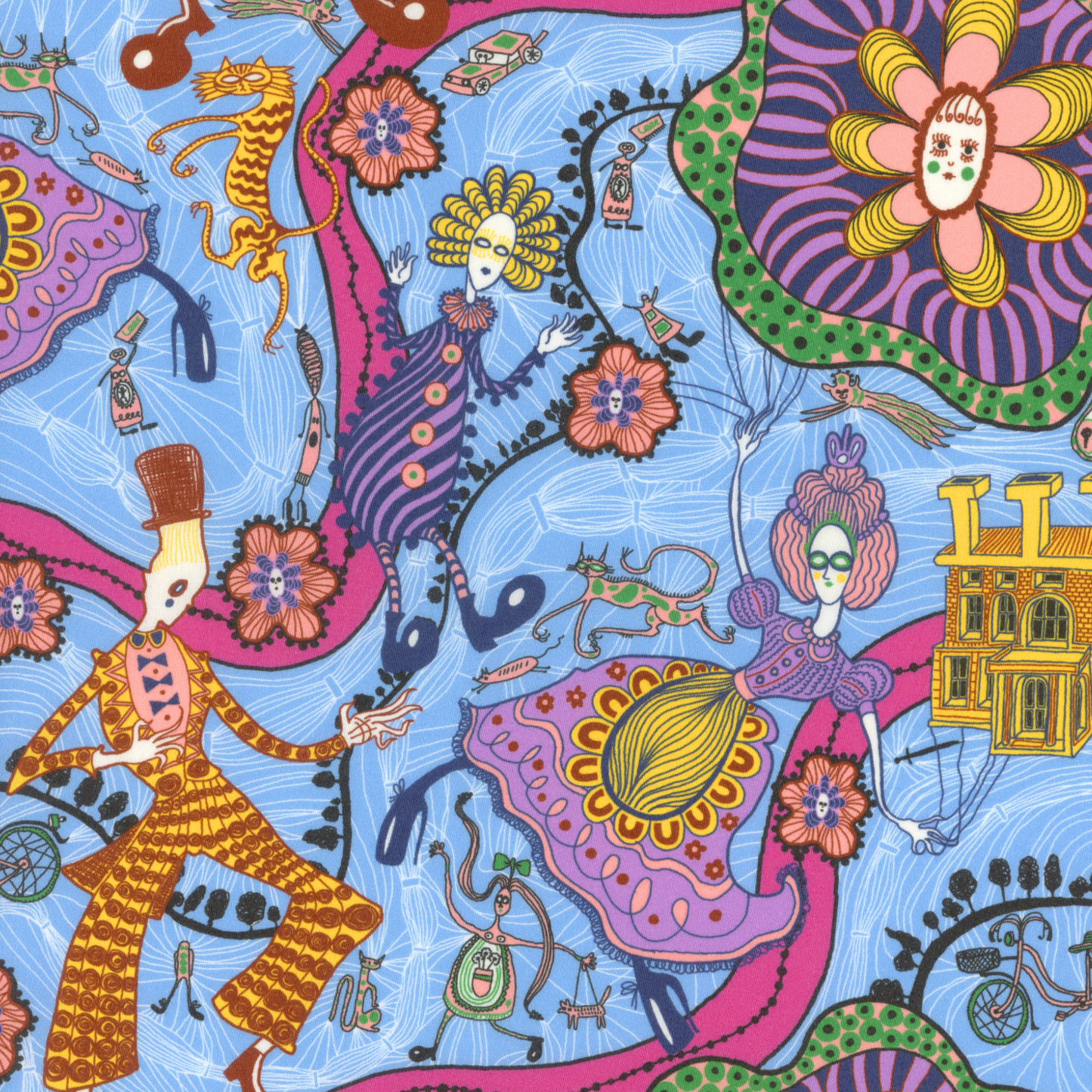 Sir Grayson Perry Liberty Fabrics Tana Lawn 150th Anniversary Collection Shirley Smith Blue B
